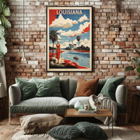 Louisiana Riverside View Vintage Travel Poster PosterGoat