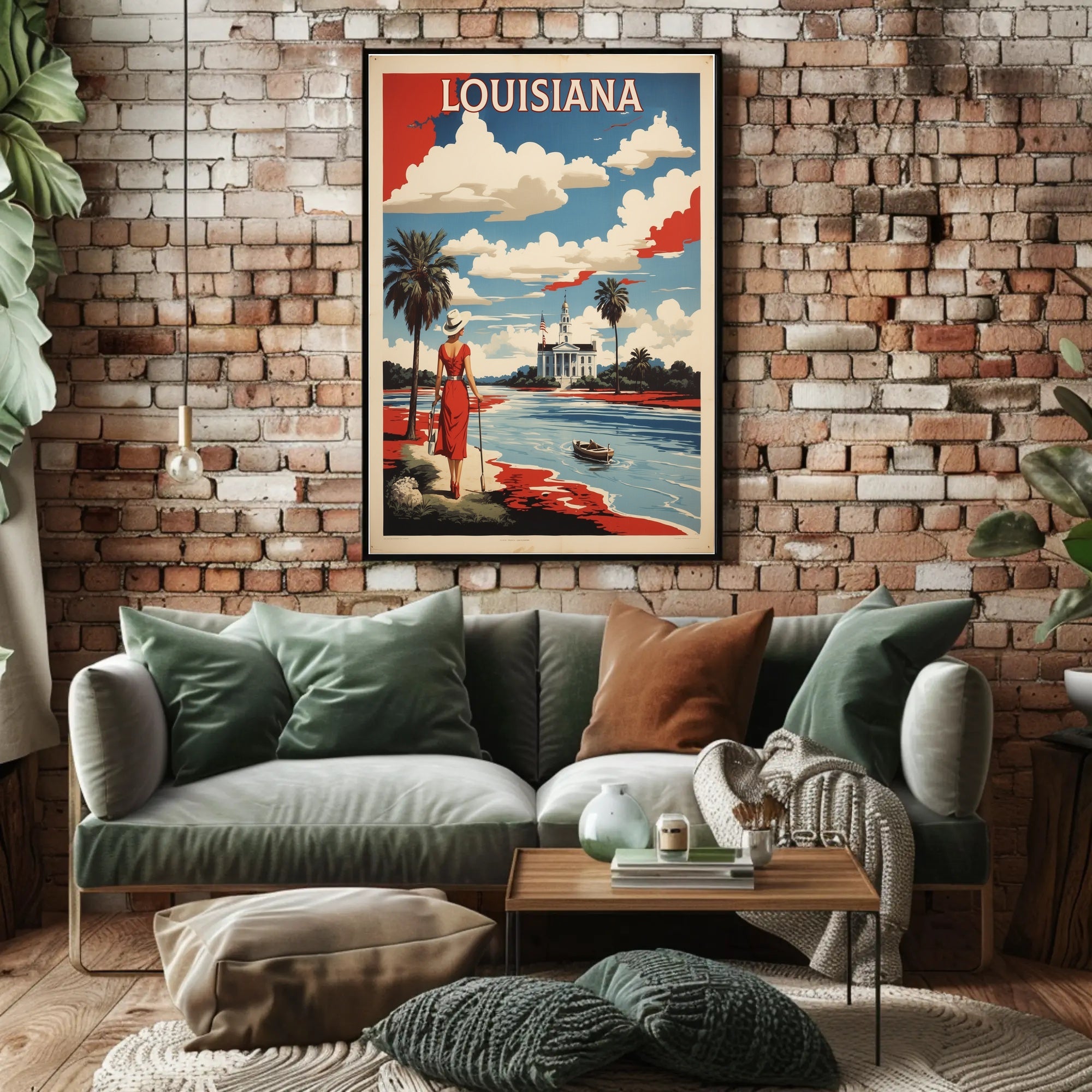 Louisiana Riverside View Vintage Travel Poster PosterGoat