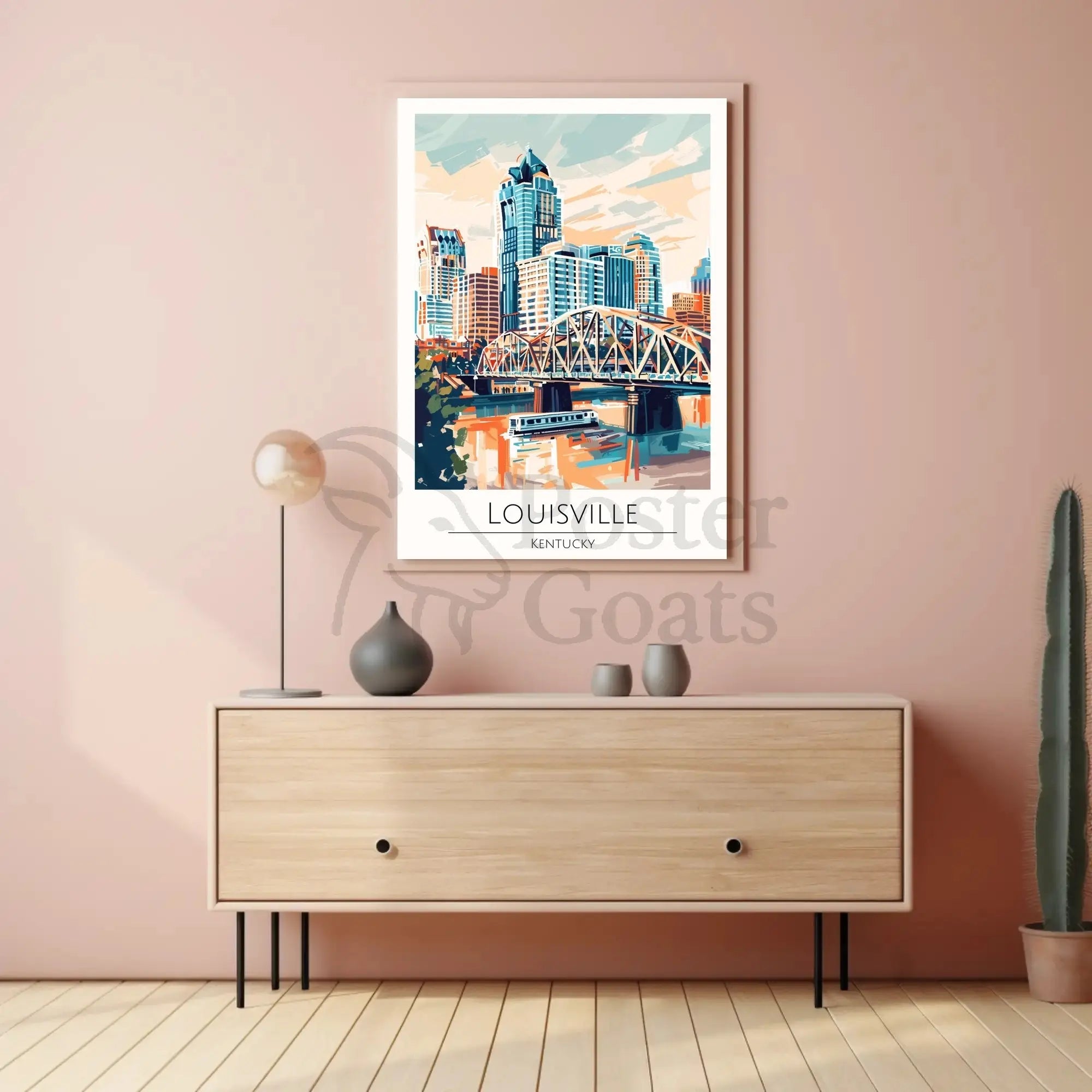 Louisville Cityscape Travel Poster PosterGoat