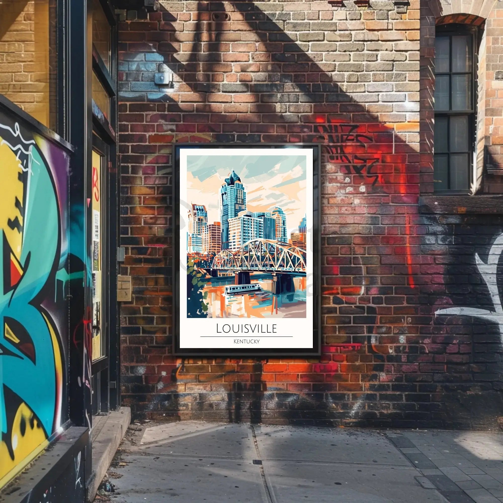 Louisville Cityscape Travel Poster PosterGoat