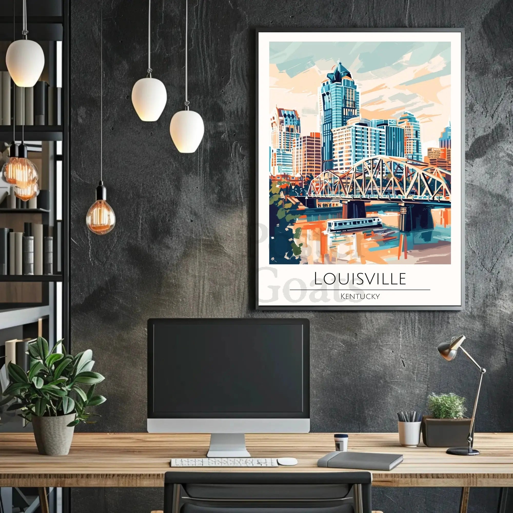 Louisville Cityscape Travel Poster PosterGoat