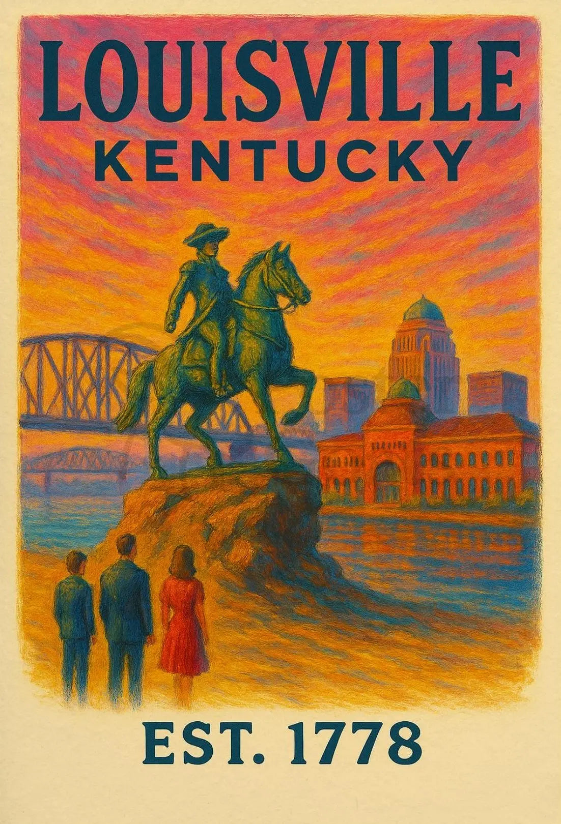 Louisville Kentucky Nostalgic Vintage Travel Poster PosterGoat