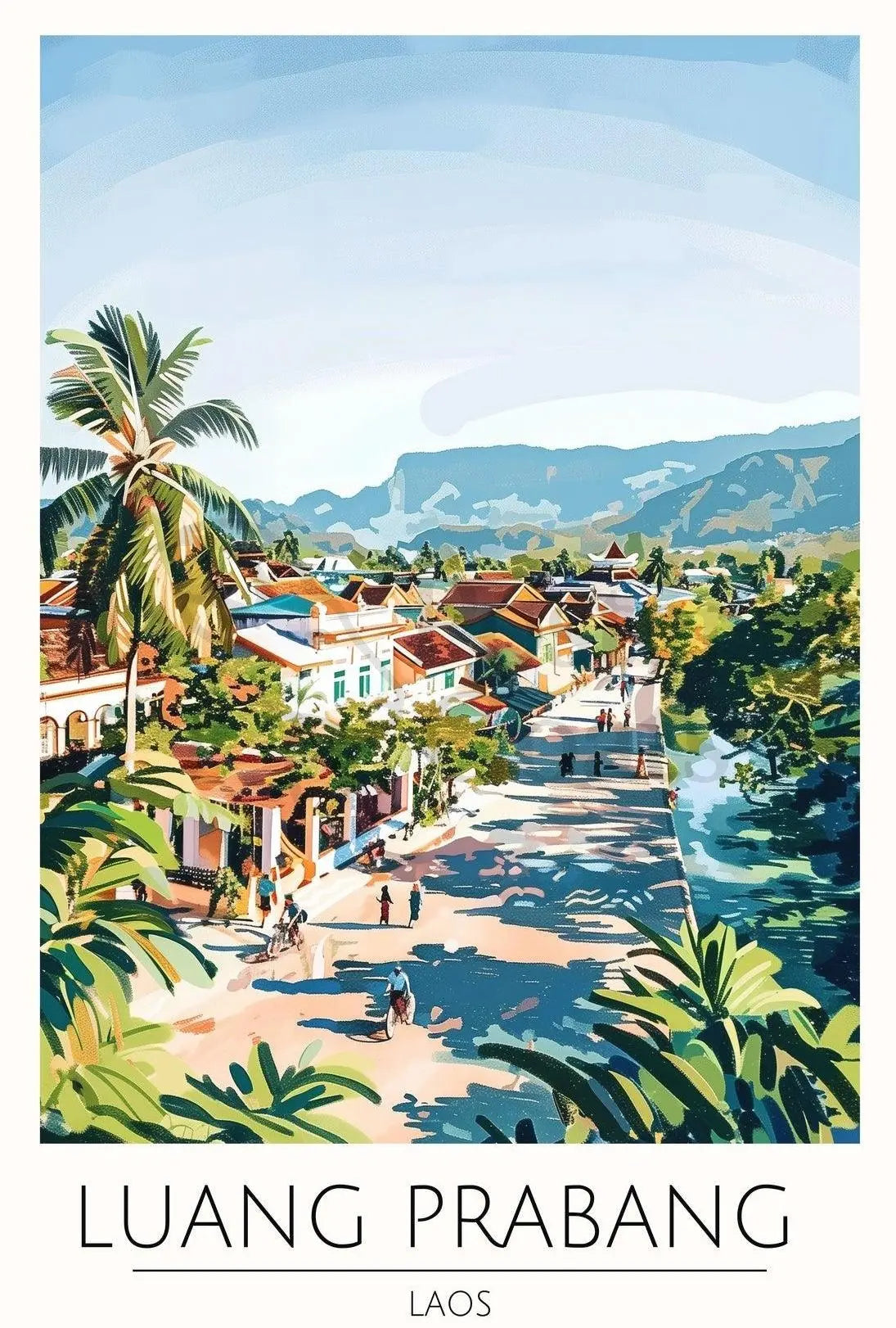 Luang Prabang Scenic Town Laos Travel Poster PosterGoat