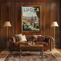 Lucca Travel Poster - Vintage Italian Cityscape Art Print PosterGoat
