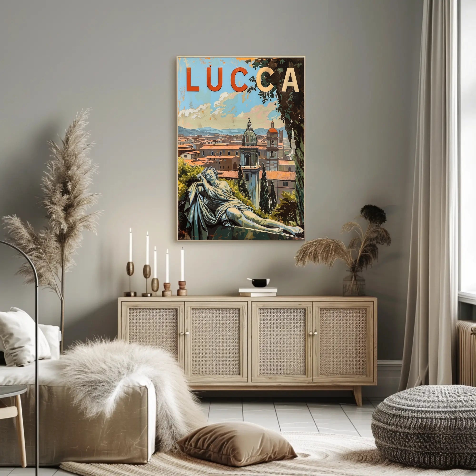 Lucca Travel Poster - Vintage Italian Cityscape Art Print PosterGoat