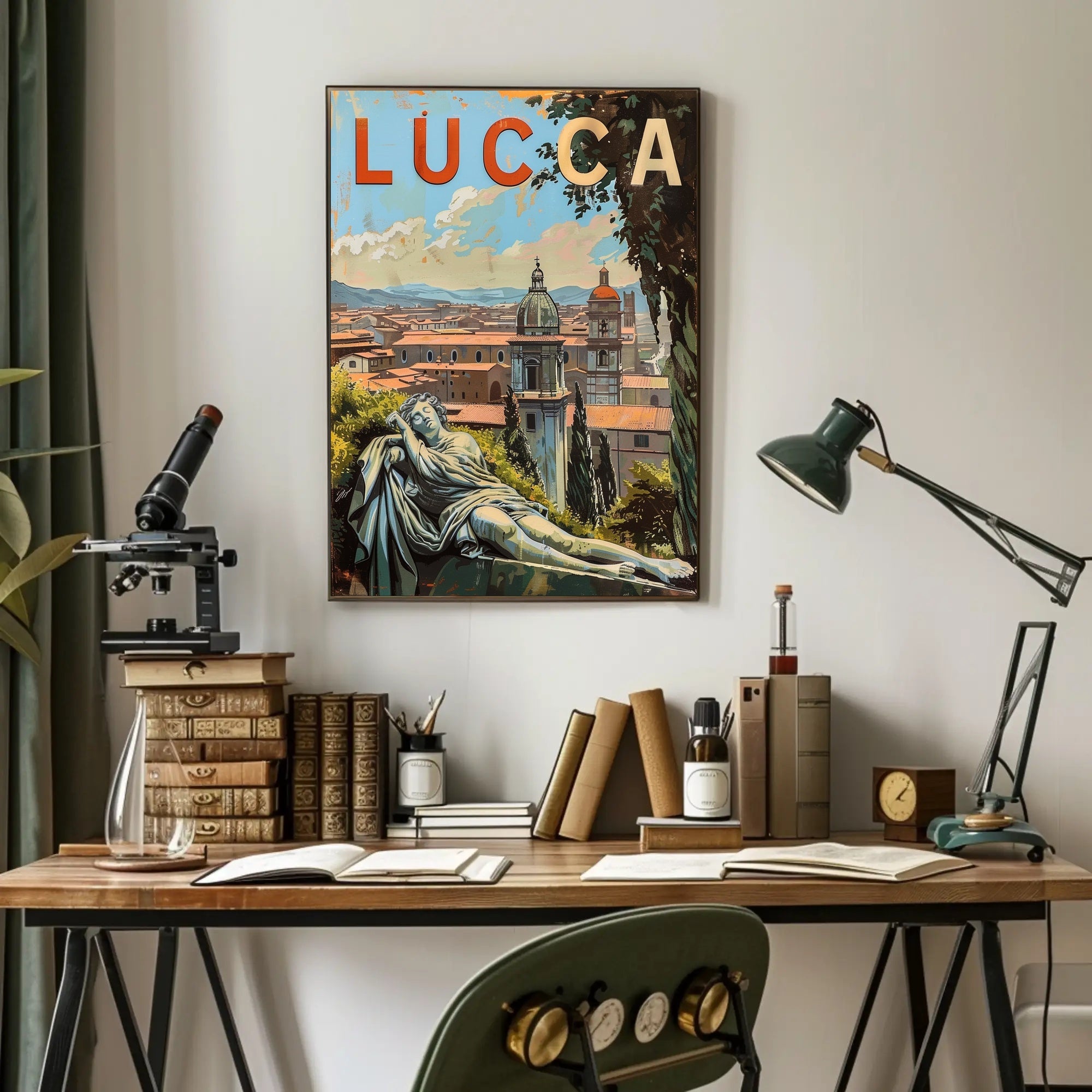 Lucca Travel Poster - Vintage Italian Cityscape Art Print PosterGoat
