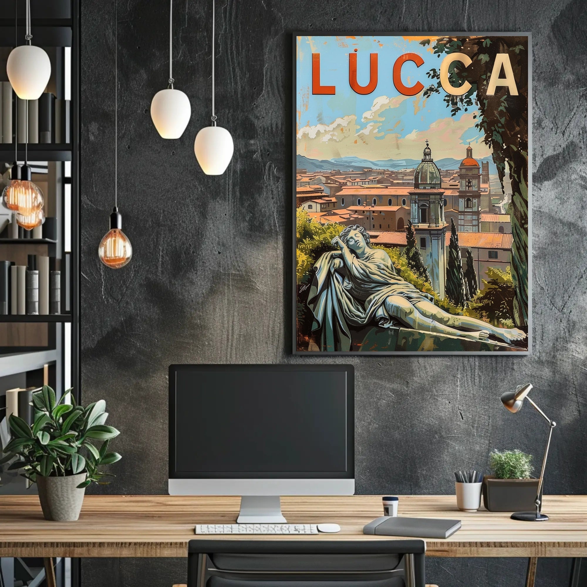 Lucca Travel Poster - Vintage Italian Cityscape Art Print PosterGoat