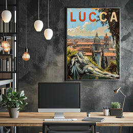 Lucca Travel Poster - Vintage Italian Cityscape Art Print PosterGoat