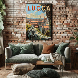 Lucca Travel Poster - Vintage Italian Cityscape Art Print PosterGoat
