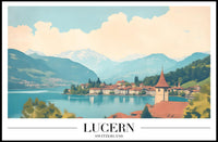 Lucerne Switzerland Scenic Lakeside Vintage Travel Poster PosterGoat