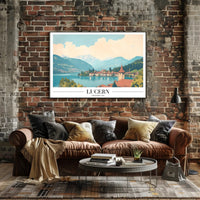 Lucerne Switzerland Scenic Lakeside Vintage Travel Poster PosterGoat