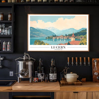 Lucerne Switzerland Scenic Lakeside Vintage Travel Poster PosterGoat