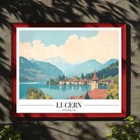 Lucerne Switzerland Scenic Lakeside Vintage Travel Poster PosterGoat
