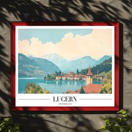 Lucerne Switzerland Scenic Lakeside Vintage Travel Poster PosterGoat