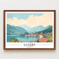 Lucerne Switzerland Scenic Lakeside Vintage Travel Poster PosterGoat