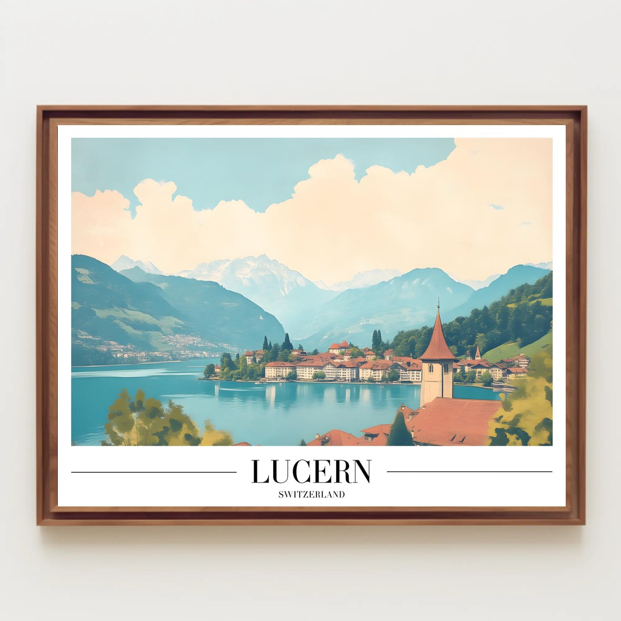 Lucerne Switzerland Scenic Lakeside Vintage Travel Poster PosterGoat