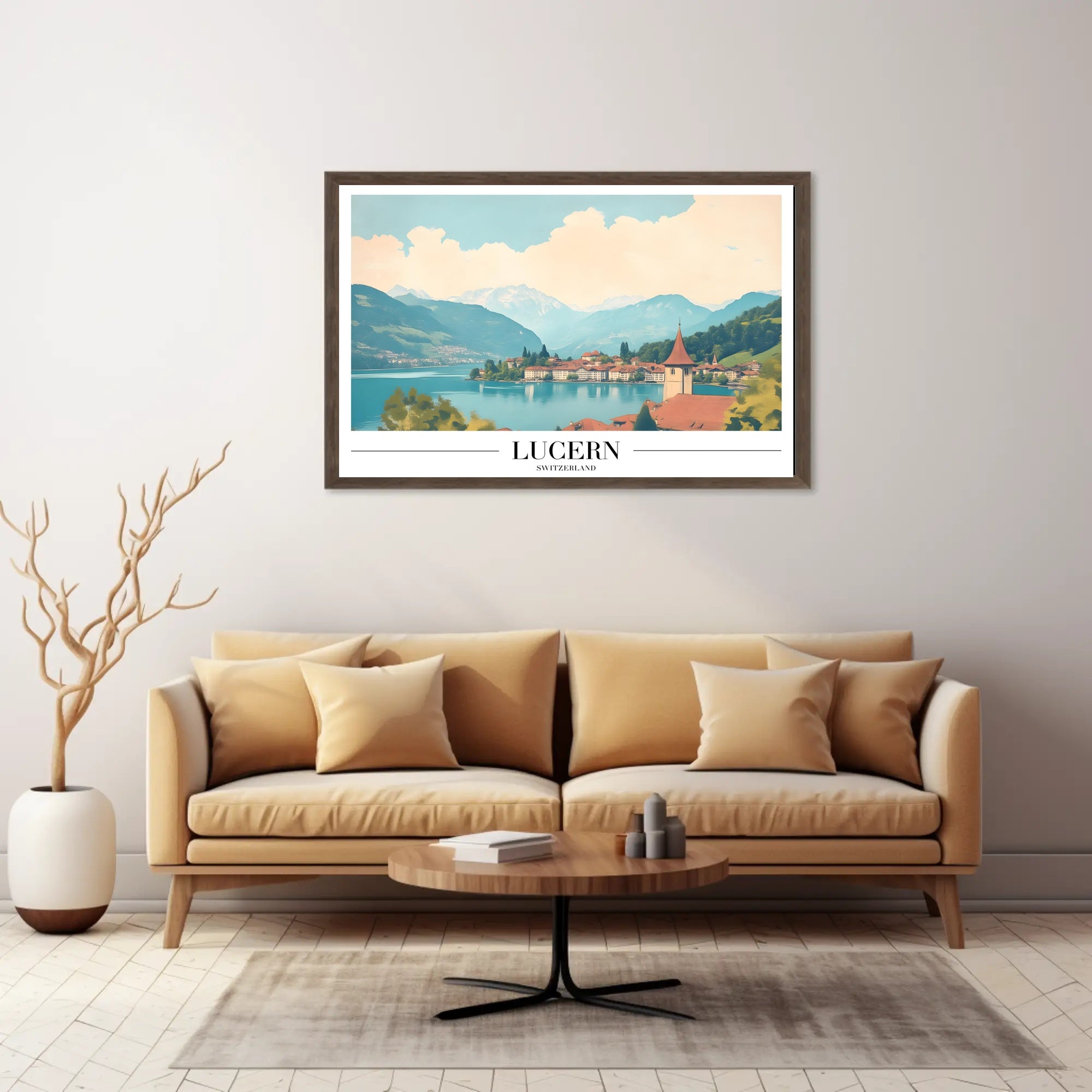 Lucerne Switzerland Scenic Lakeside Vintage Travel Poster PosterGoat