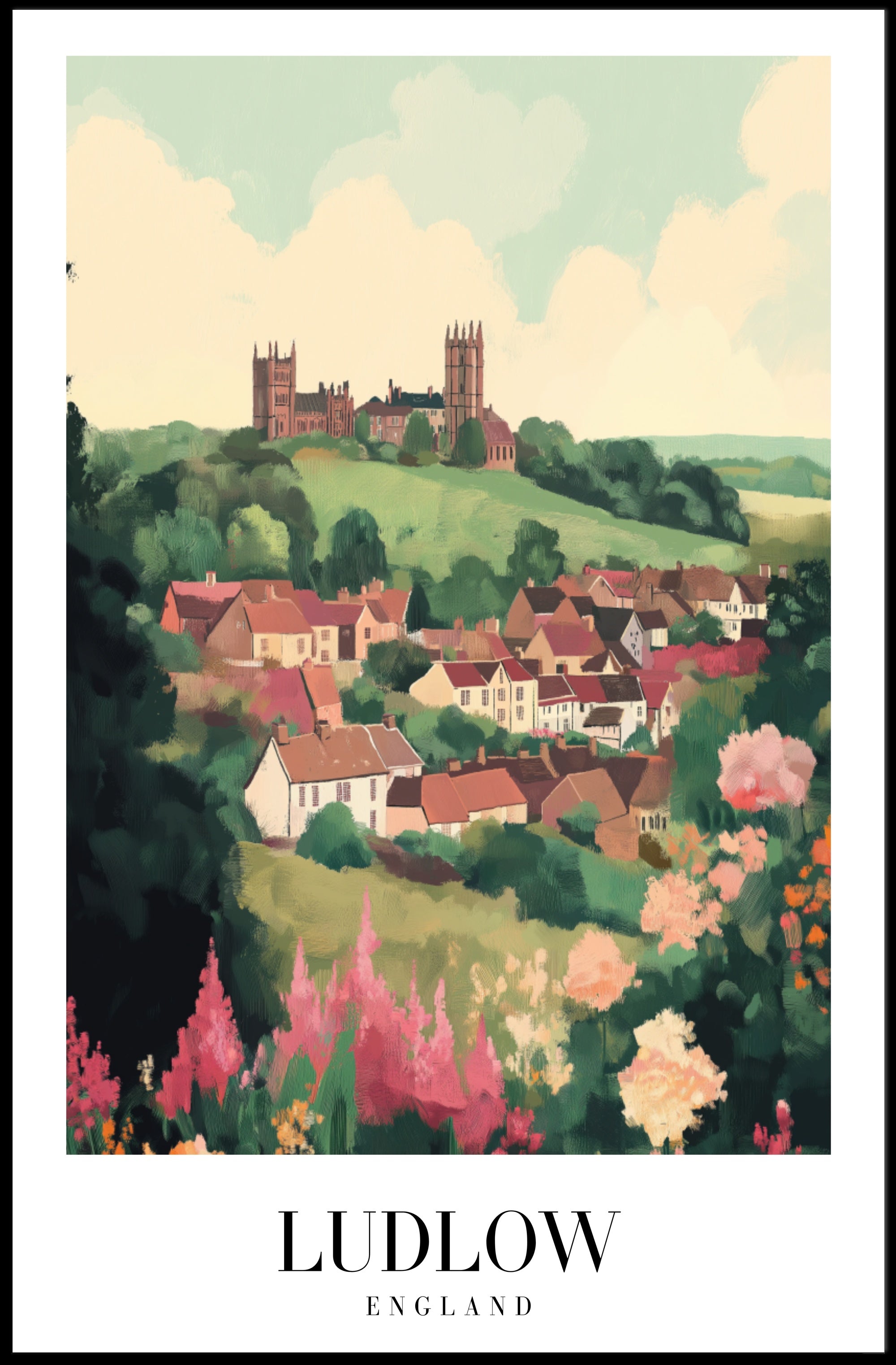 Ludlow Landscape Vintage Travel Poster PosterGoat