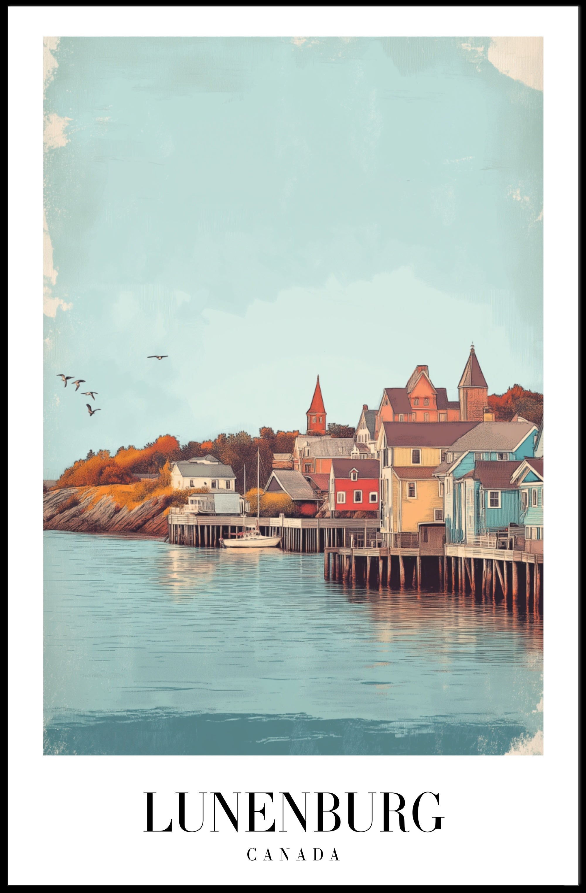 Lunenburg Waterfront Beauty: Vintage Travel Poster PosterGoat