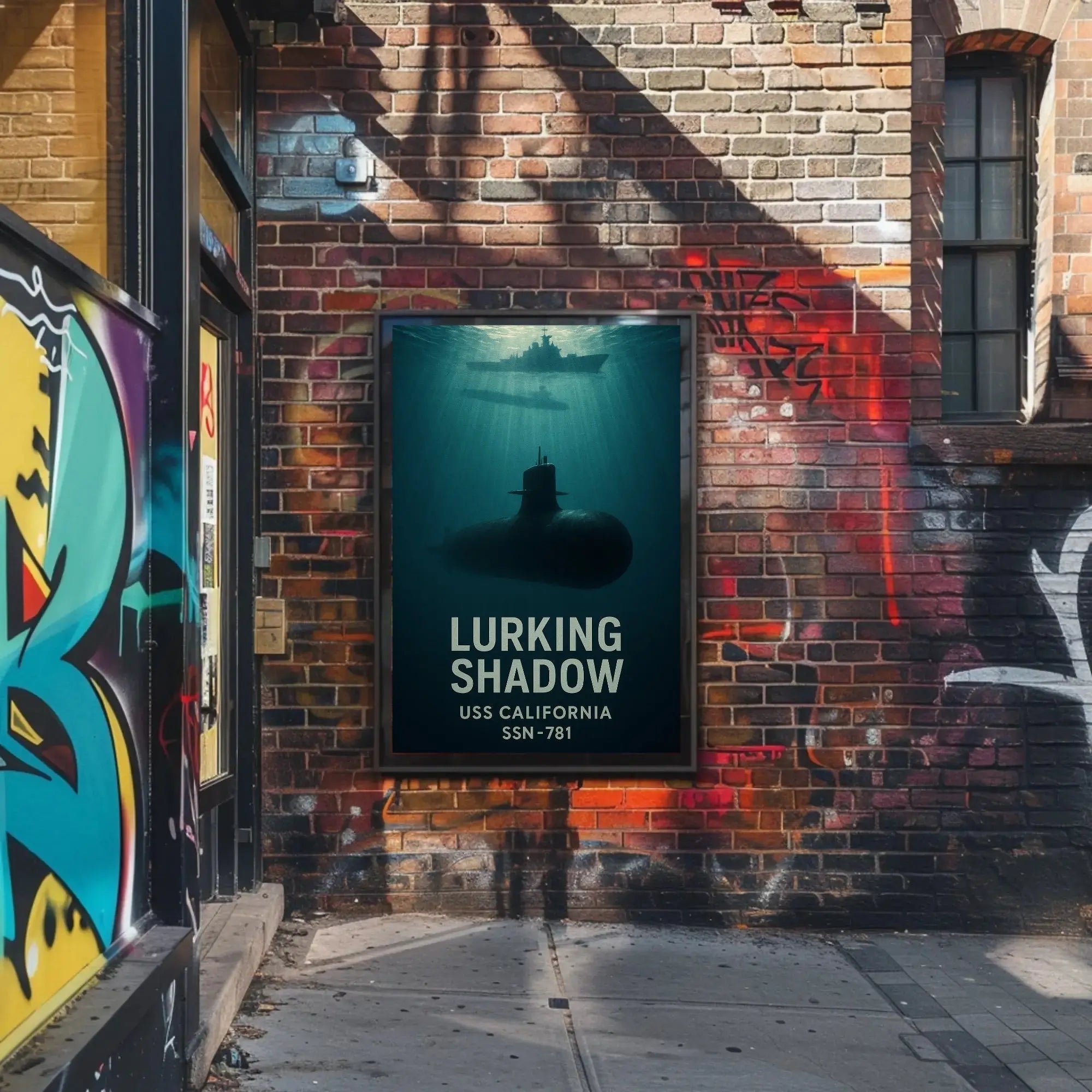 Lurking Shadow Submarine Stealth Military Recruitment Poster PosterGoat