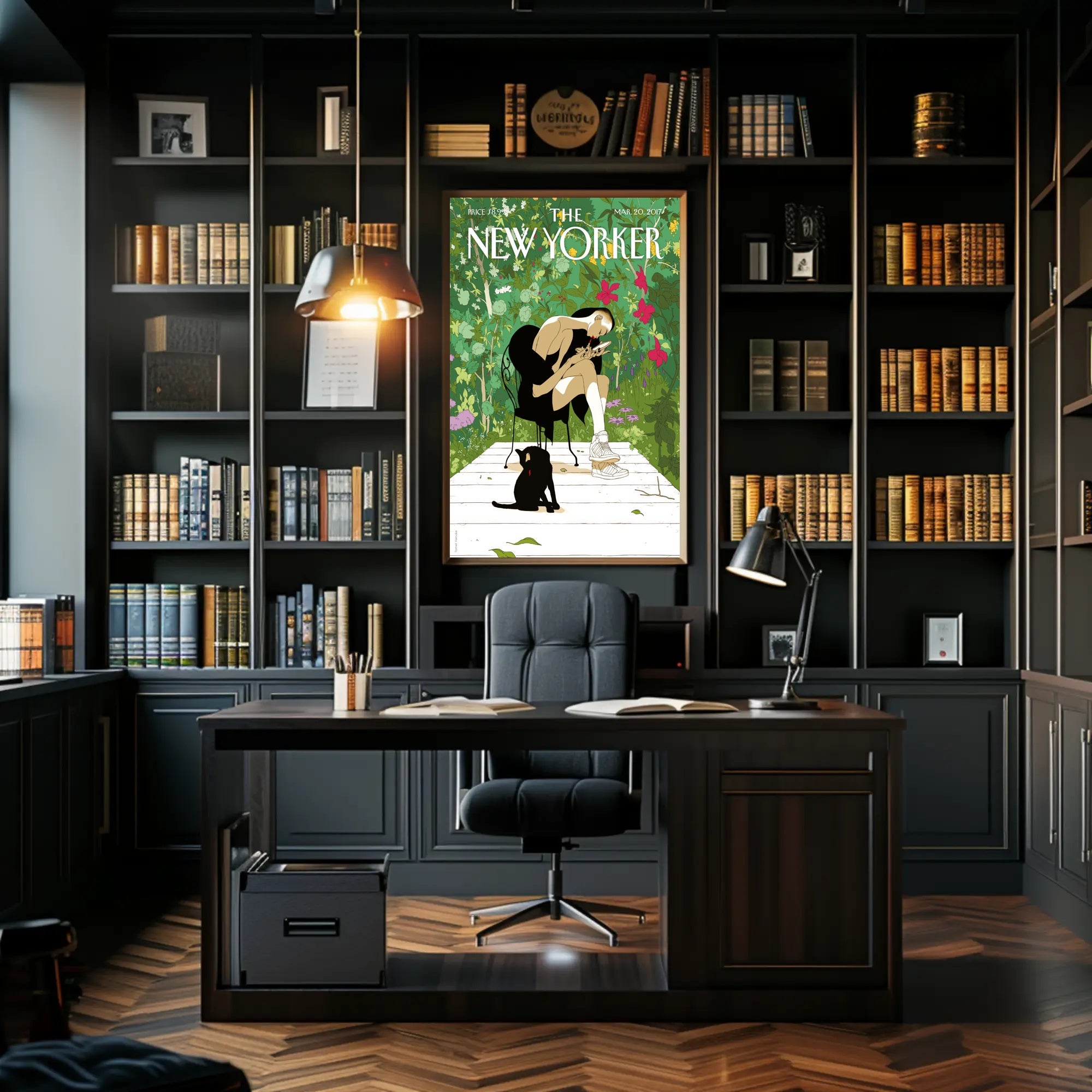 Lush Backyard Wonder in a Contemporary Artsy Scene Poster PosterGoat