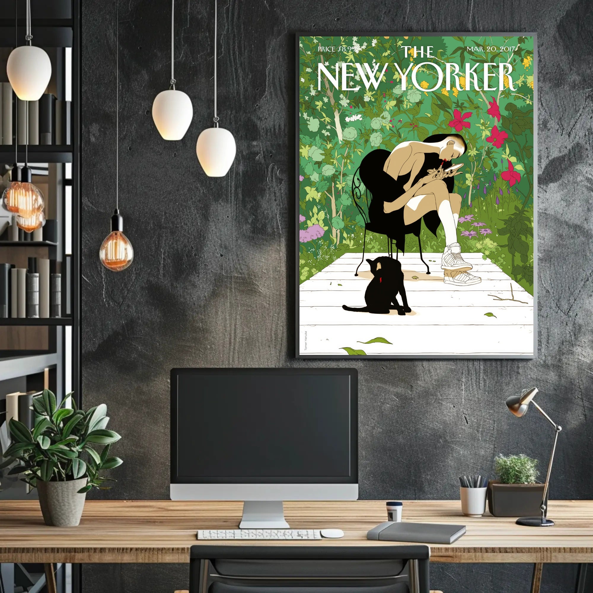 Lush Backyard Wonder in a Contemporary Artsy Scene Poster PosterGoat