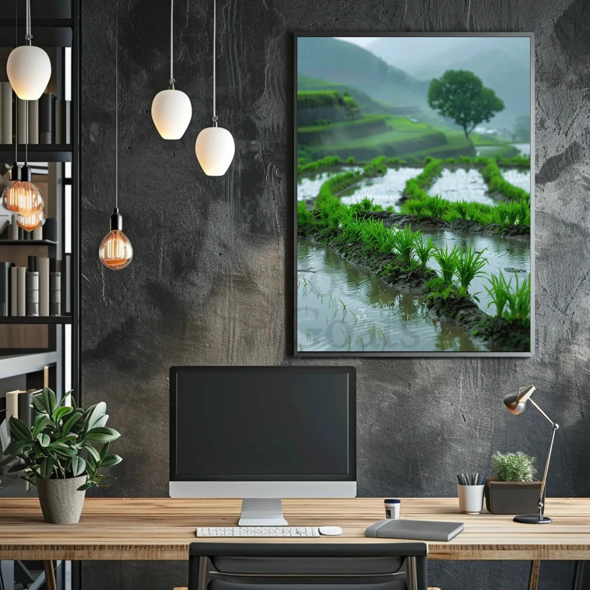 Lush Green Terraced Rice Fields Travel Poster PosterGoat