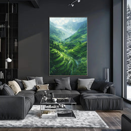 Lush Terraced Rice Fields Landscape Poster - Cultural Heritage Poster PosterGoat