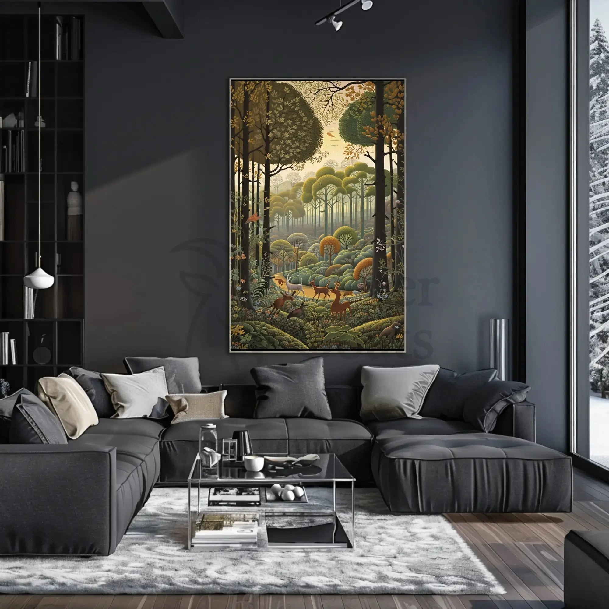 Lush Wilderness Scene with Harmony Animal Poster PosterGoat