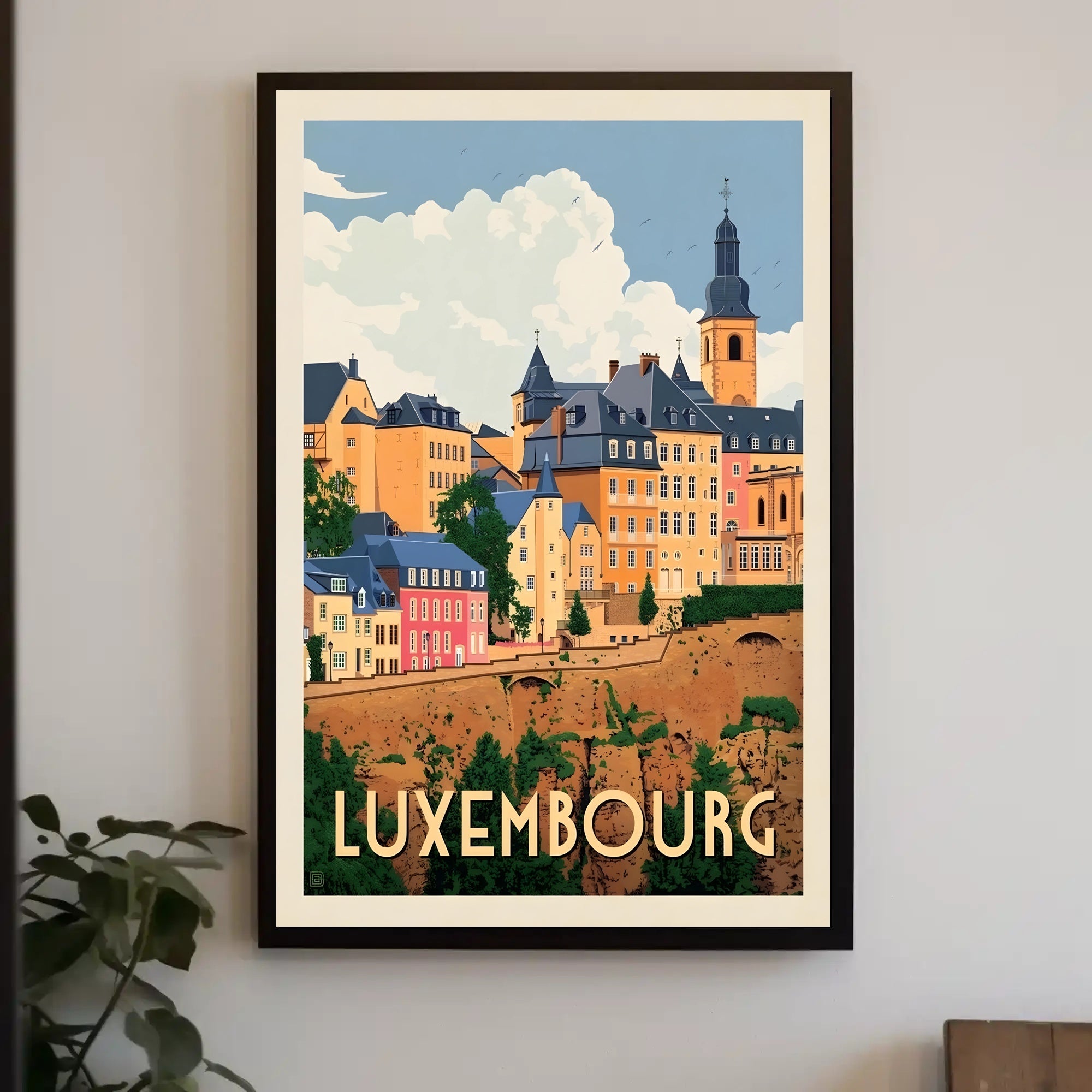 Luxembourg Cityscape Vintage Travel Art Poster PosterGoat