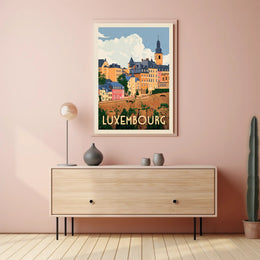 Luxembourg Cityscape Vintage Travel Art Poster PosterGoat
