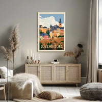 Luxembourg Cityscape Vintage Travel Art Poster PosterGoat