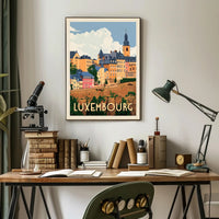 Luxembourg Cityscape Vintage Travel Art Poster PosterGoat