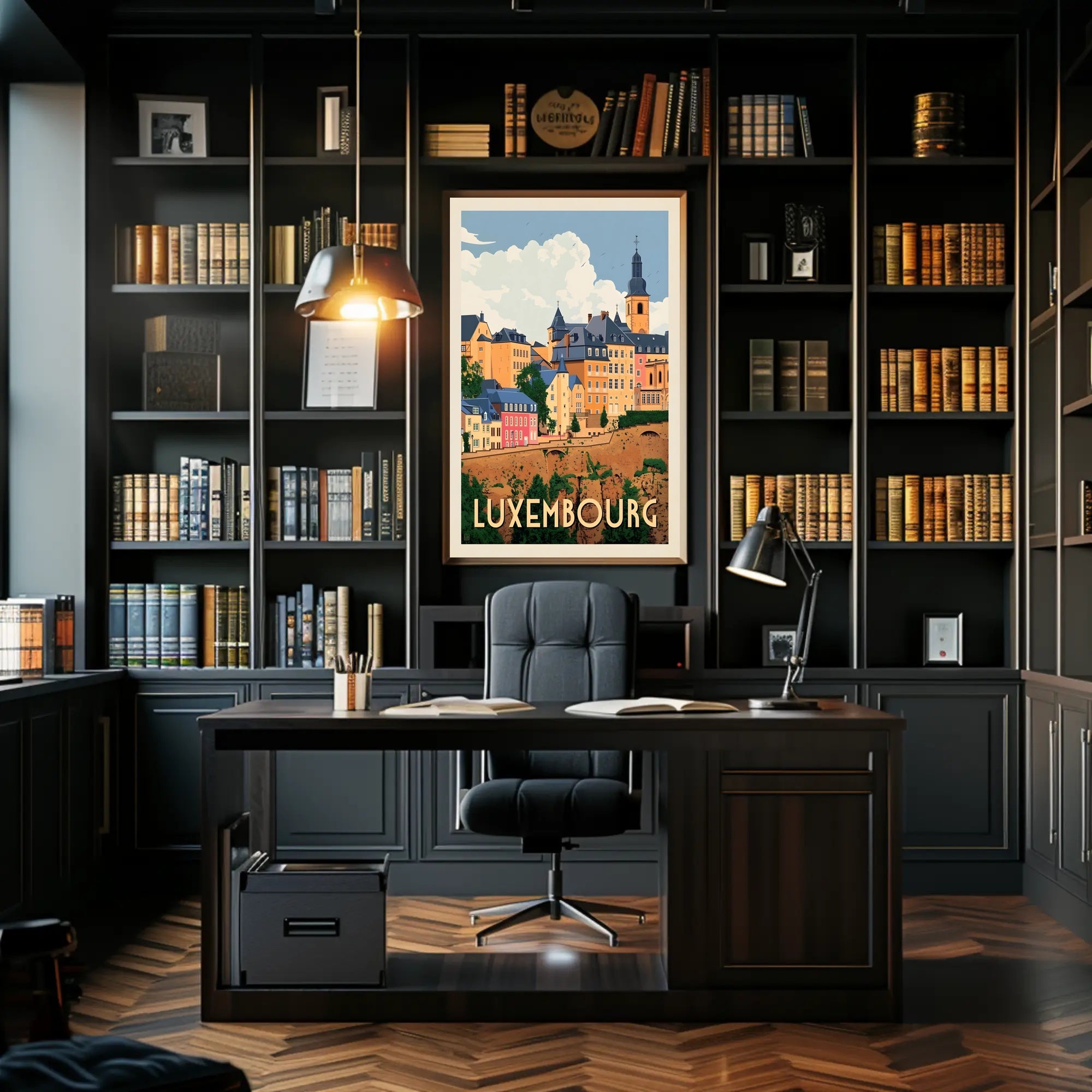 Luxembourg Cityscape Vintage Travel Art Poster PosterGoat