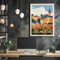 Luxembourg Cityscape Vintage Travel Art Poster PosterGoat