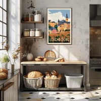 Luxembourg Cityscape Vintage Travel Art Poster PosterGoat