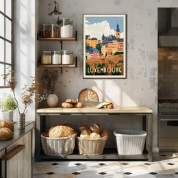 Luxembourg Cityscape Vintage Travel Art Poster PosterGoat