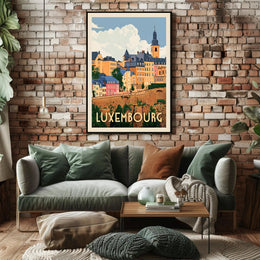 Luxembourg Cityscape Vintage Travel Art Poster PosterGoat