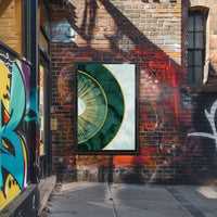 Luxurious Gold Sunburst Abstract on Green Artistic Poster PosterGoat