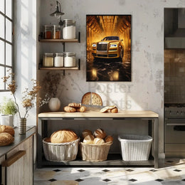 Luxurious Golden Rolls-Royce Abstract Artistic Poster PosterGoat
