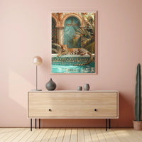 Luxurious Leopard by the Pool Animal Poster PosterGoat