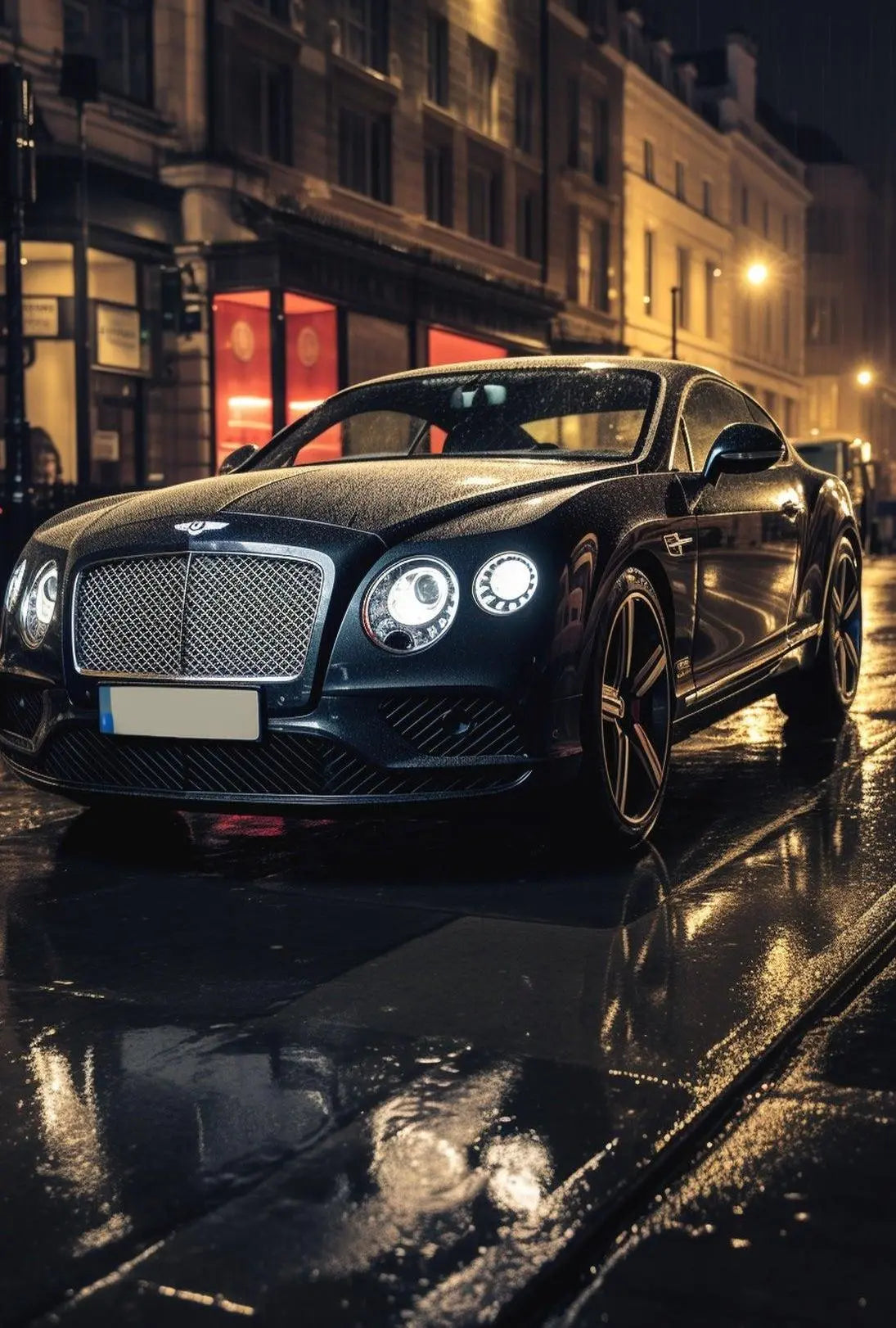 Luxury Car Nightscape: Cinematic Elegance Poster PosterGoat