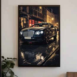 Luxury Car Nightscape: Cinematic Elegance Poster PosterGoat