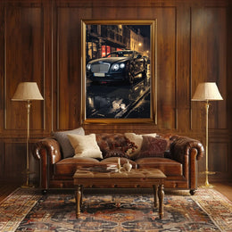 Luxury Car Nightscape: Cinematic Elegance Poster PosterGoat