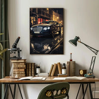 Luxury Car Nightscape: Cinematic Elegance Poster PosterGoat