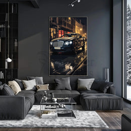 Luxury Car Nightscape: Cinematic Elegance Poster PosterGoat