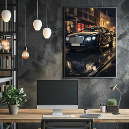 Luxury Car Nightscape: Cinematic Elegance Poster PosterGoat