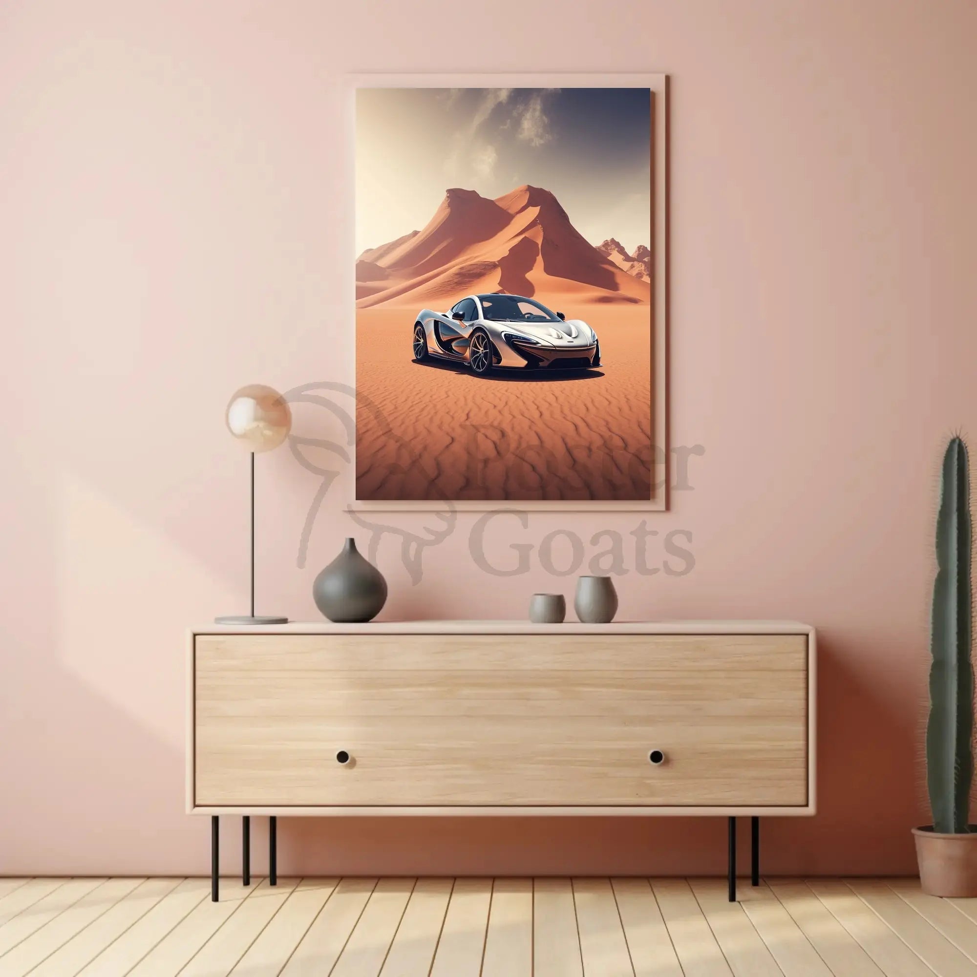 Luxury Car in Breathtaking Desert Adventure Artistic Poster PosterGoat