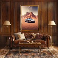 Luxury Car in Breathtaking Desert Adventure Artistic Poster PosterGoat