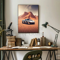 Luxury Car in Breathtaking Desert Adventure Artistic Poster PosterGoat